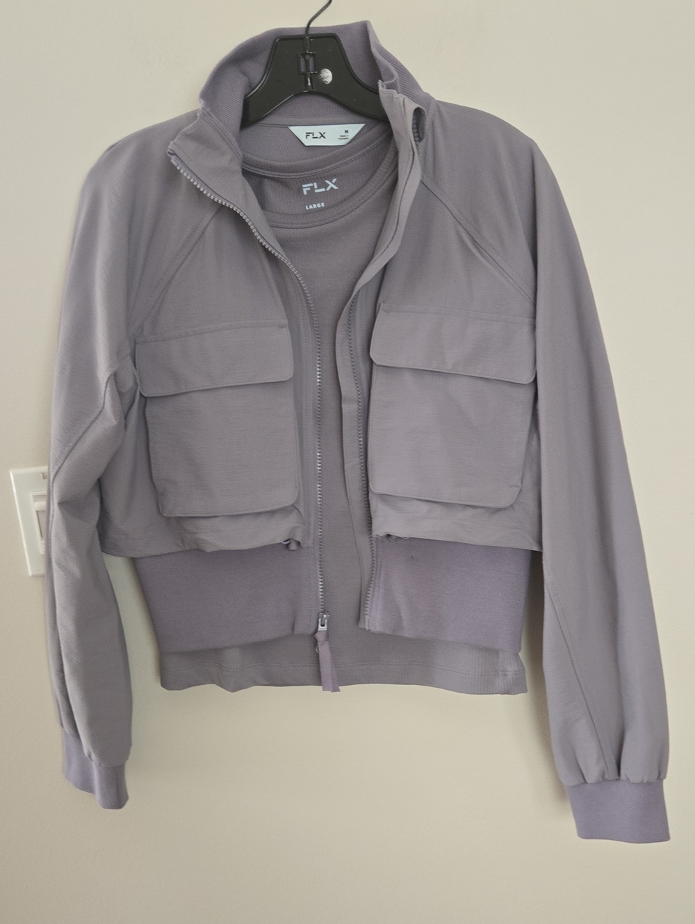 FLX Womens Cropped Jacket With Short Sleeve Top Sz Med
